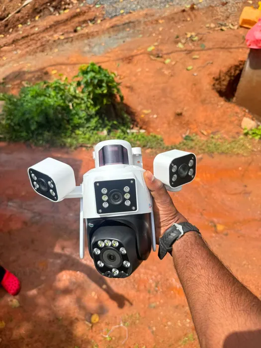 Dual-lens PTZ unpacked at the mounting position