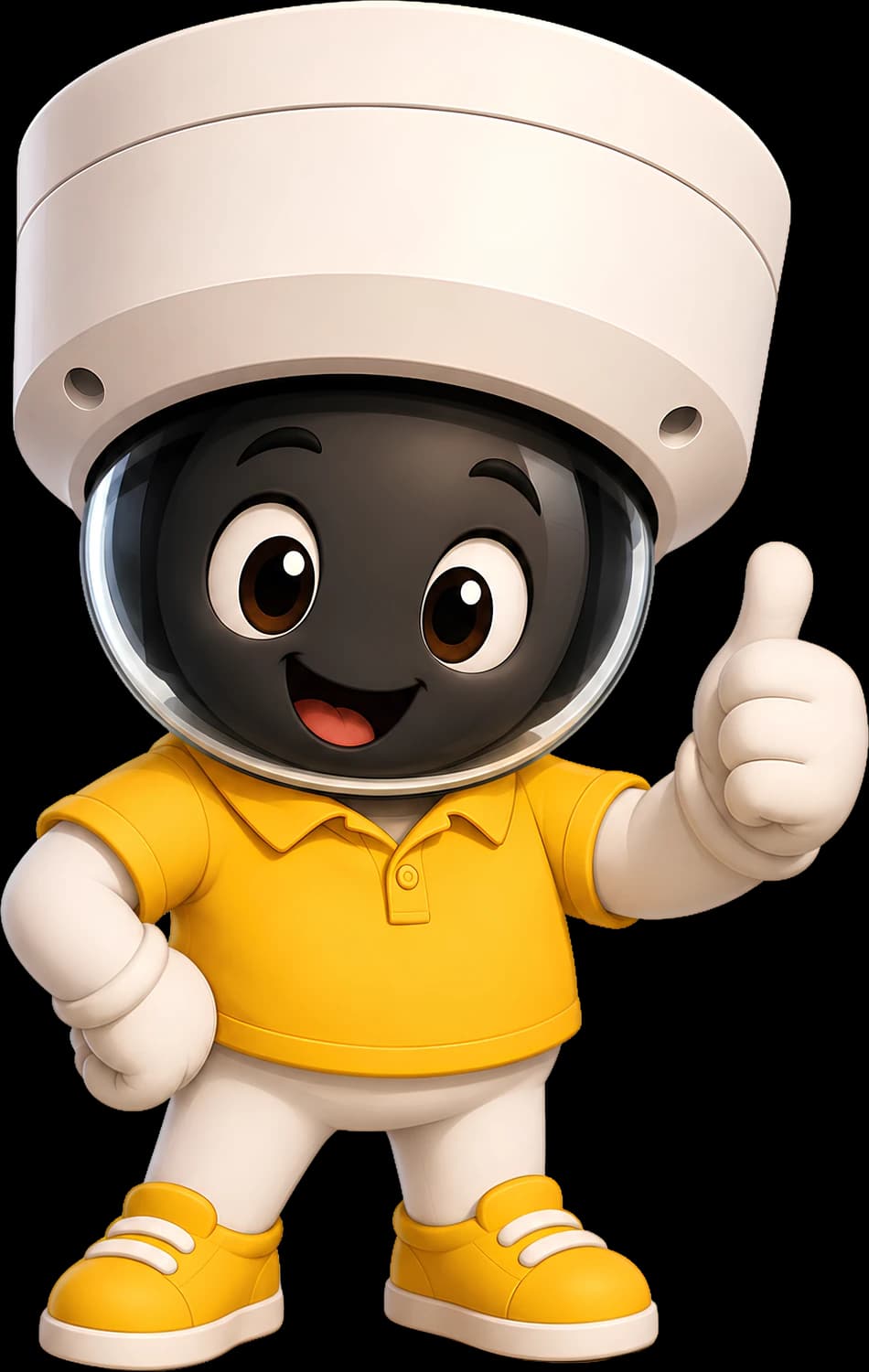 Close-up of Cammy, the Focus Vision mascot, giving a thumbs up